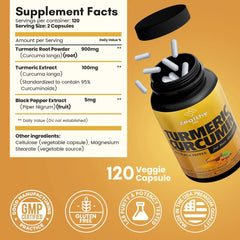 Turmeric Supplement Mood Mobility and Joint Support Supplement 1000 Mg 120 Pills