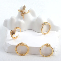 Creative Snake Shape Zircon Ring for Men and Women