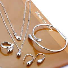 Water Drop Earrings, Bracelet, Necklace & Ring Set