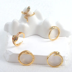 Creative Snake Shape Zircon Ring for Men and Women