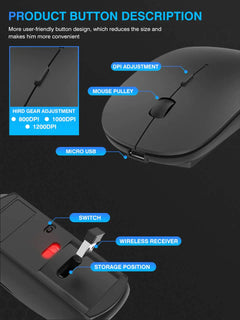 Wireless Bluetooth 5.0 Silent Mouse for iPad and Mac