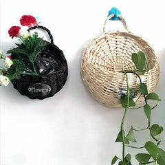 Woven Wall-Mounted Flower Pot Basket for Decor