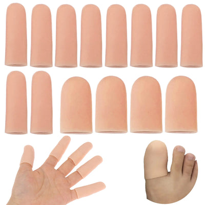 14 Pcs Silicone Finger Protectors Gel Finger Guard for Trigger Finger Arthritis Finger Cracking Blisters Eczema and Other Finger Pain Relief