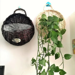 Woven Wall-Mounted Flower Pot Basket for Decor