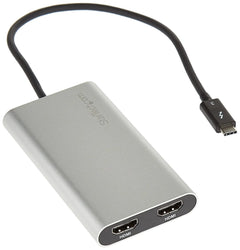 StarTech.com Thunderbolt 3 to Dual HDMI Display Adapter - 4K 30Hz - Certified TB3 to HDMI Monitor Adapter - Compatible w/Windows Only (TB32HD2)