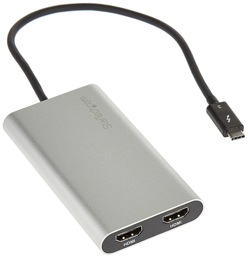 StarTech.com Thunderbolt 3 to Dual HDMI Display Adapter - 4K 30Hz - Certified TB3 to HDMI Monitor Adapter - Compatible w/Windows Only (TB32HD2)