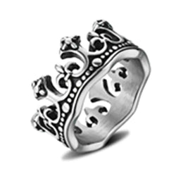Gothic Punk Vintage Crown Ring for Men Fashion Accessory
