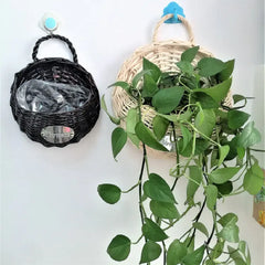 Woven Wall-Mounted Flower Pot Basket for Decor